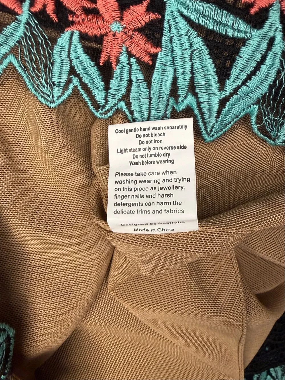 Elliatt Black Sheer Tank with Coral Floral & Teal Leaf Embroidery